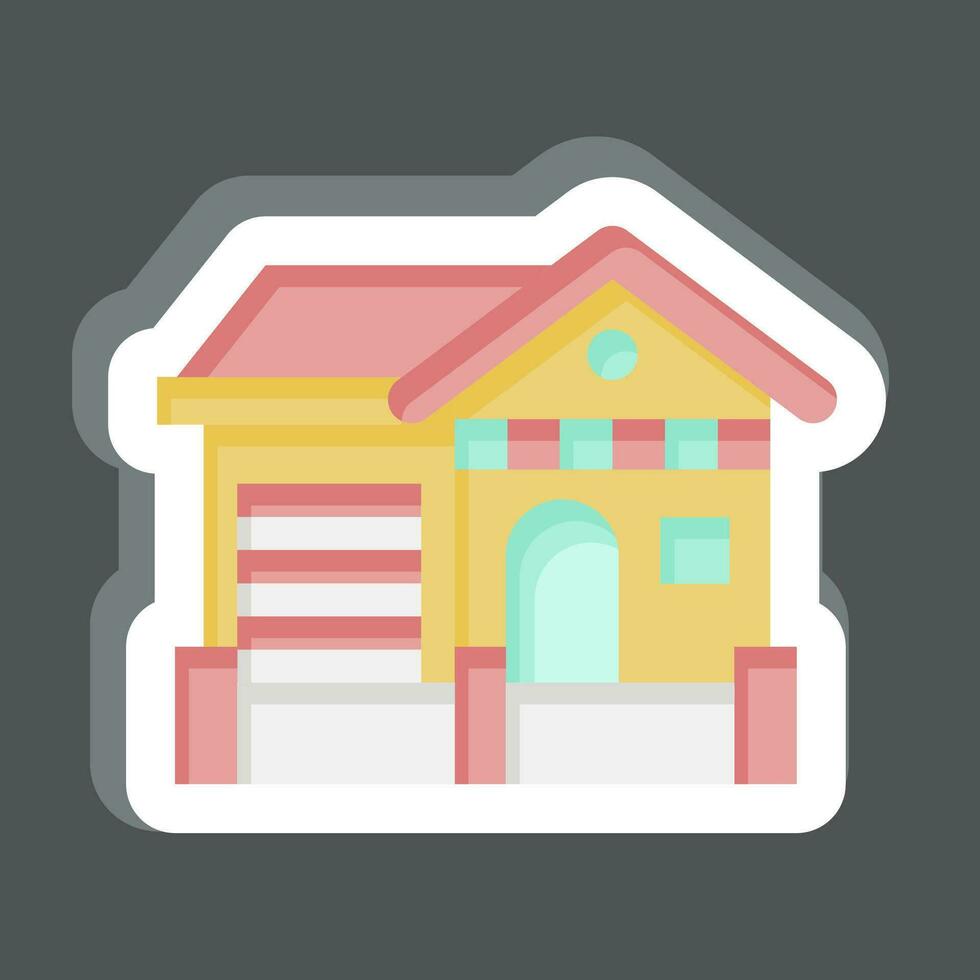 sticker huisje. verwant naar accommodaties symbool. gemakkelijk ontwerp bewerkbaar. gemakkelijk illustratie vector