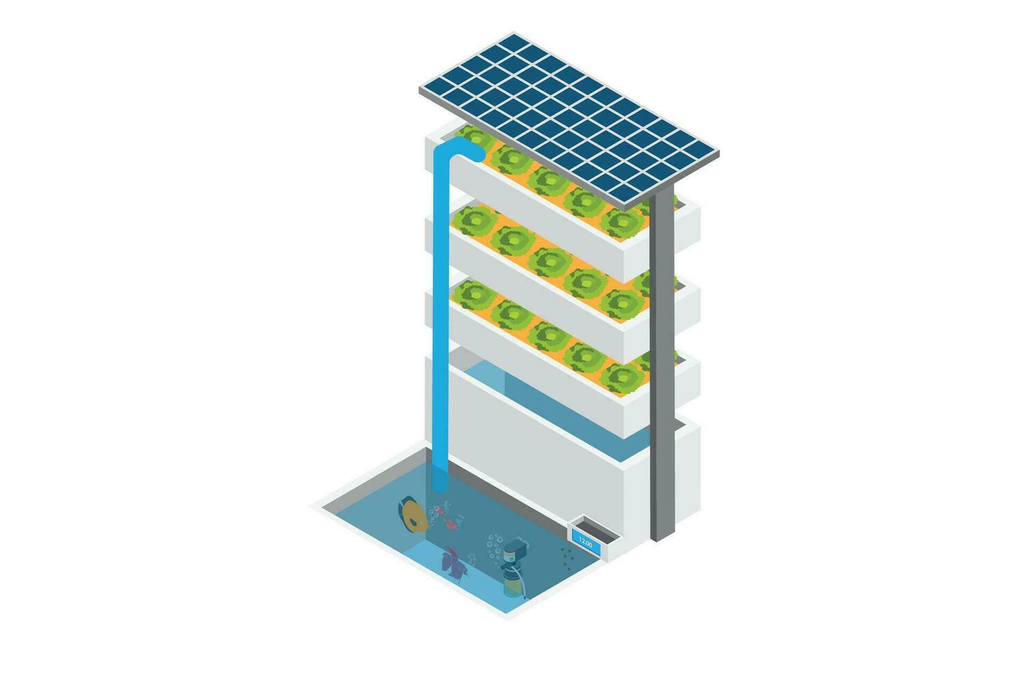 vector isometrische aquaponic systeem slim landbouw. geschikt voor diagrammen, spel Bedrijfsmiddel, en andere Bedrijfsmiddel