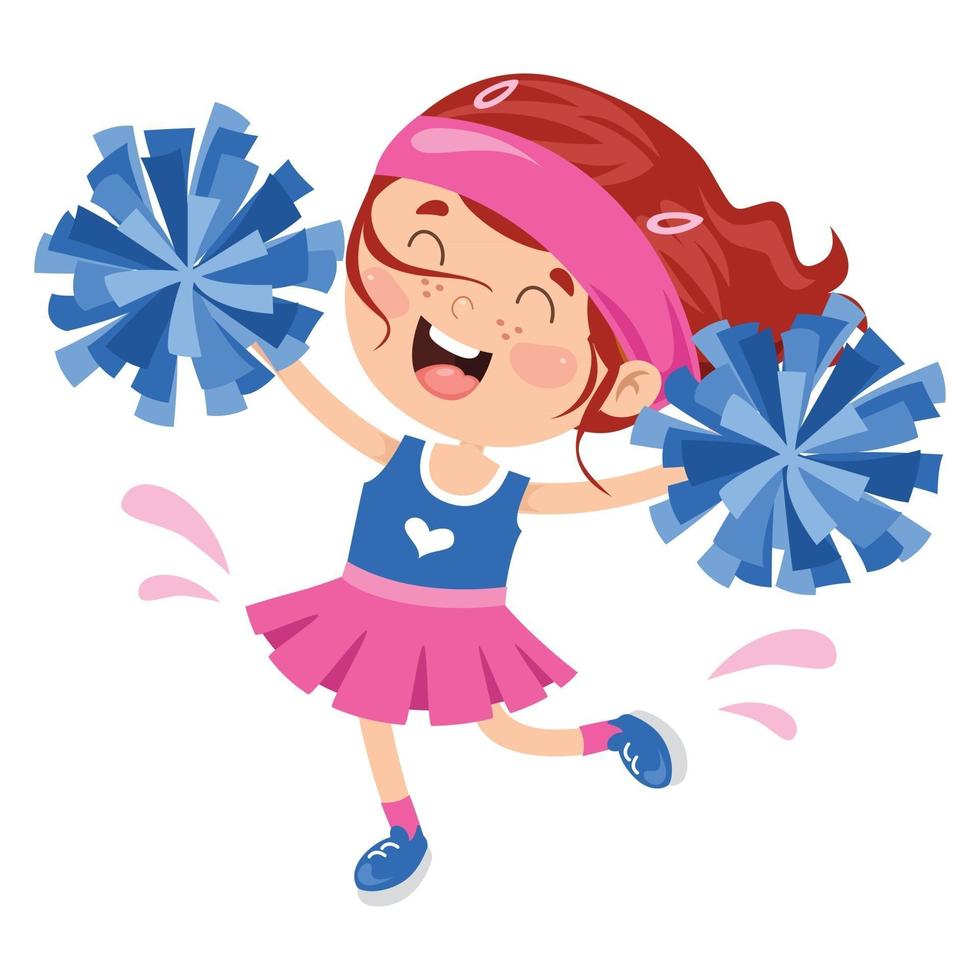 grappige cheerleader met kleurrijke pom poms vector