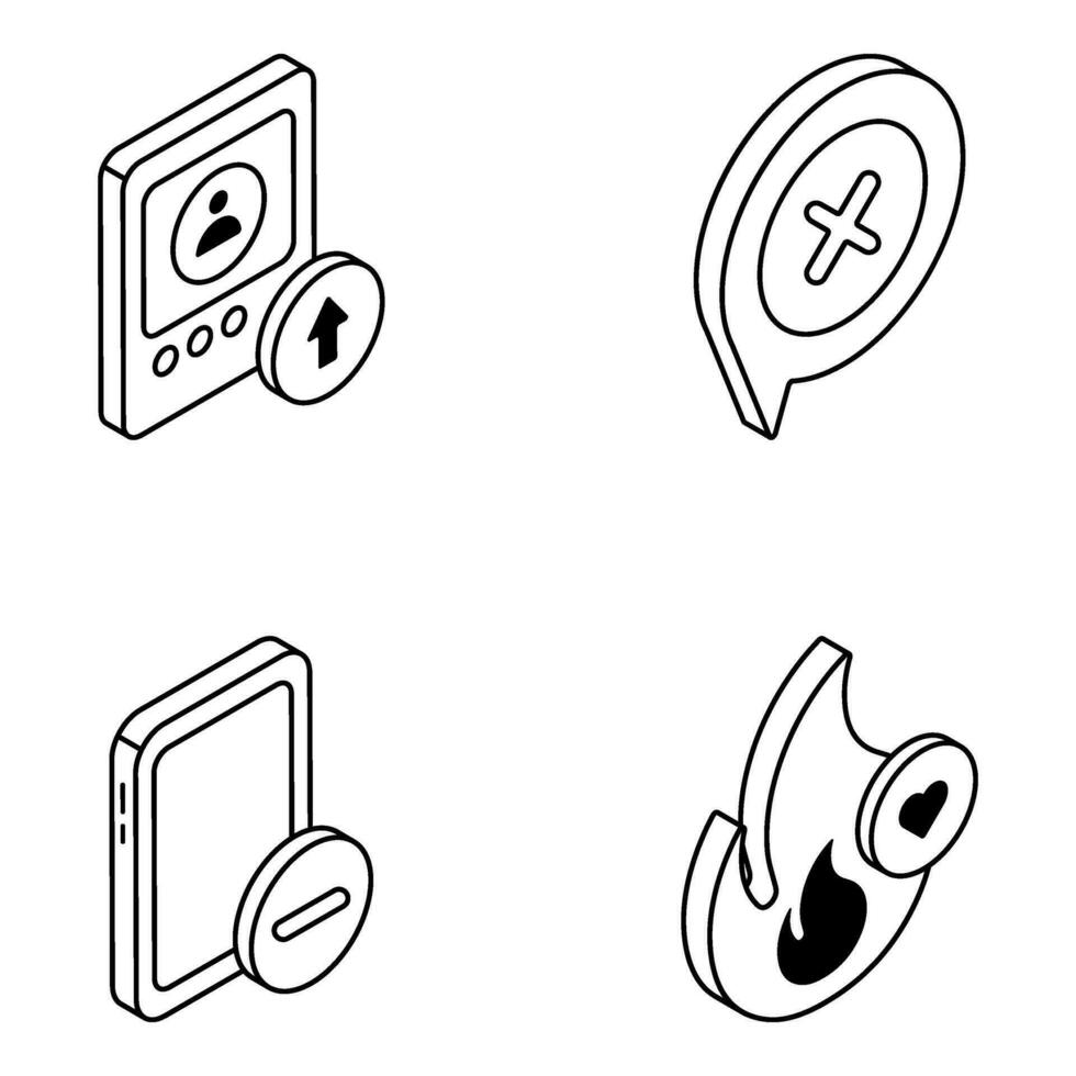 pak van sociaal media en terugkoppeling lineair pictogrammen vector