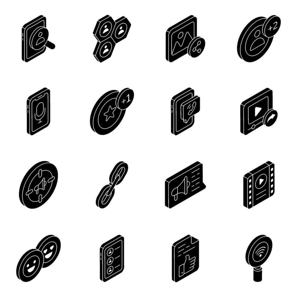 pak van sociaal netwerk solide pictogrammen - vector