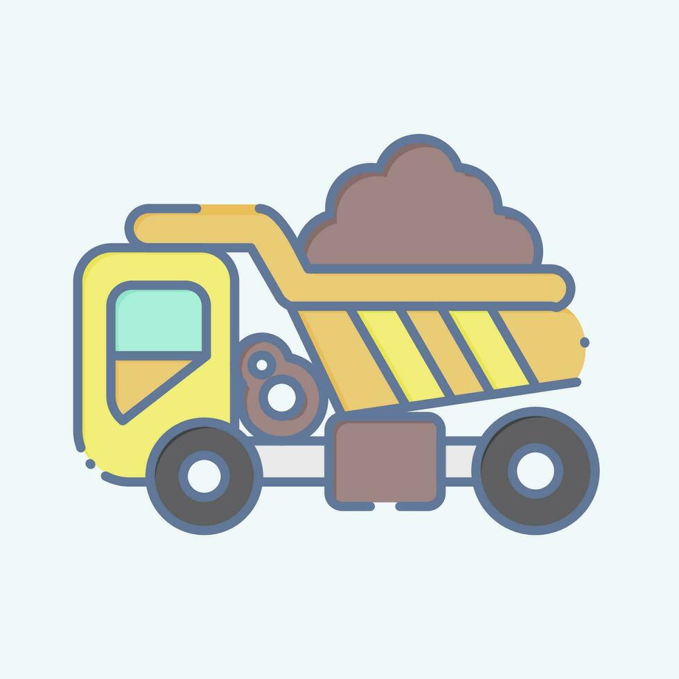 icoon dump vrachtwagen. verwant naar bouw voertuigen symbool. tekening stijl. gemakkelijk ontwerp bewerkbaar. gemakkelijk illustratie vector