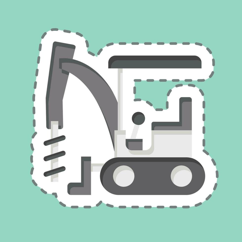 sticker lijn besnoeiing graafmachine vijzel drijfveer. verwant naar bouw voertuigen symbool. gemakkelijk ontwerp bewerkbaar. gemakkelijk illustratie vector