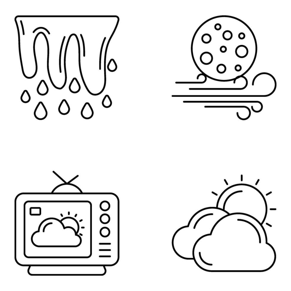 reeks van weer en meteorologie lineair pictogrammen vector