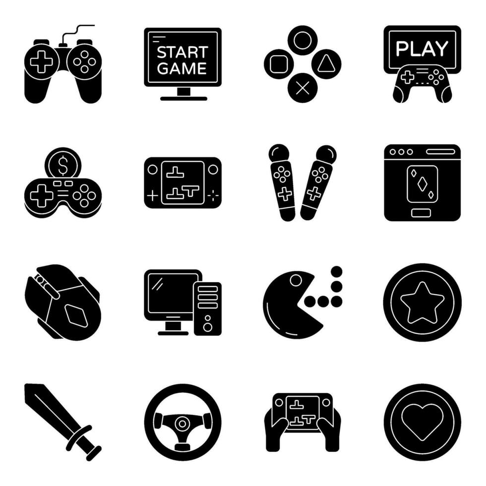 pak van gaming solide pictogrammen vector