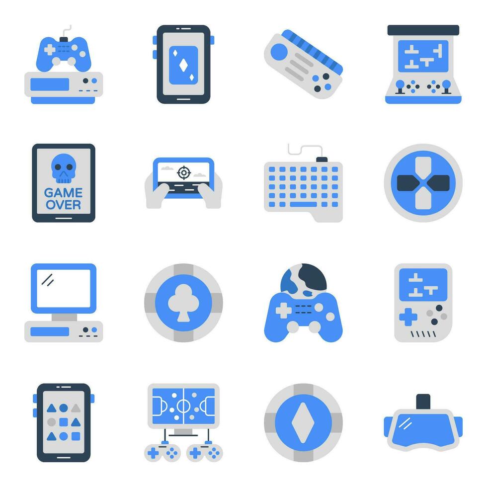 pakket platte pictogrammen voor videogames vector