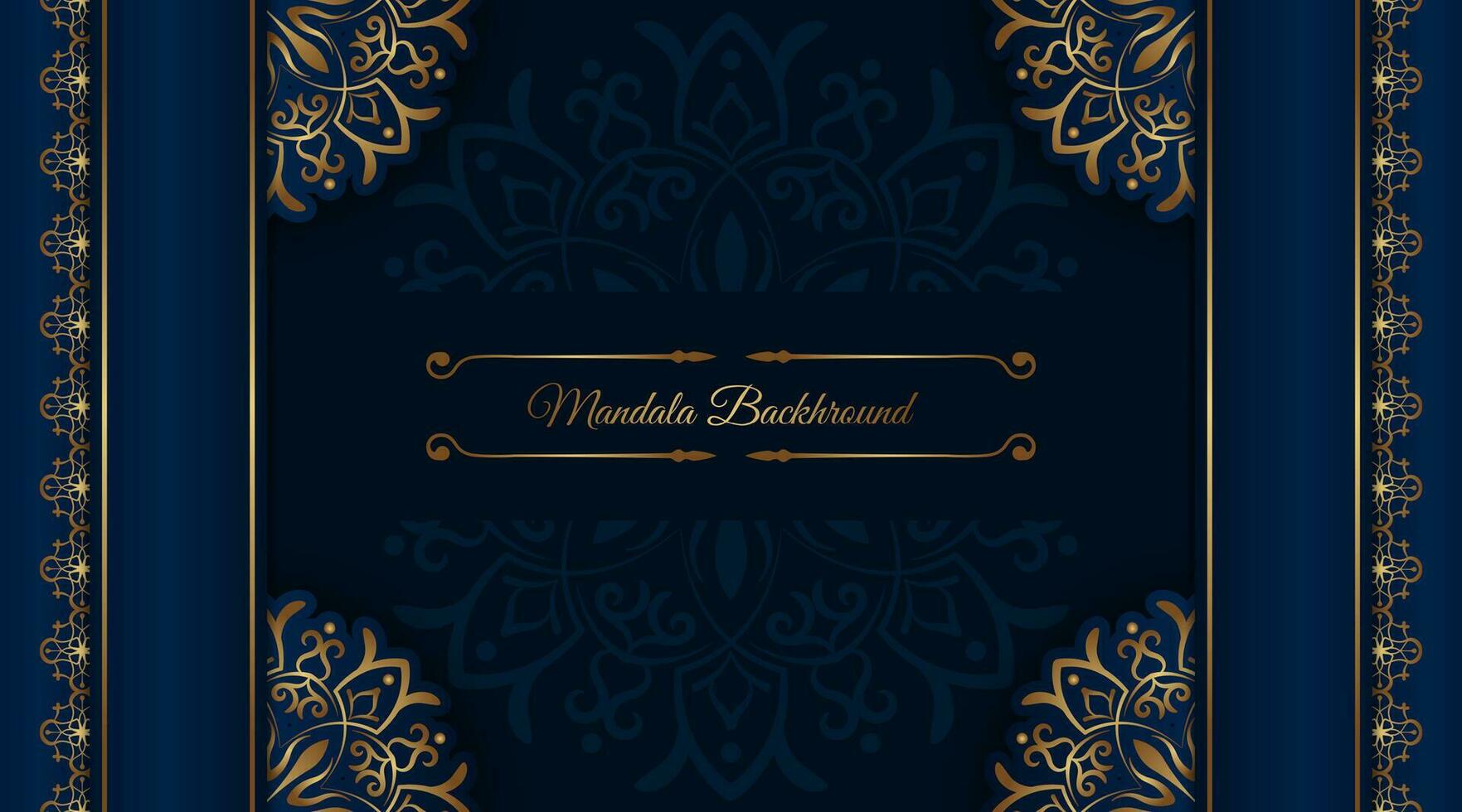 luxe blauw achtergrond, met gouden mandala ornament vector