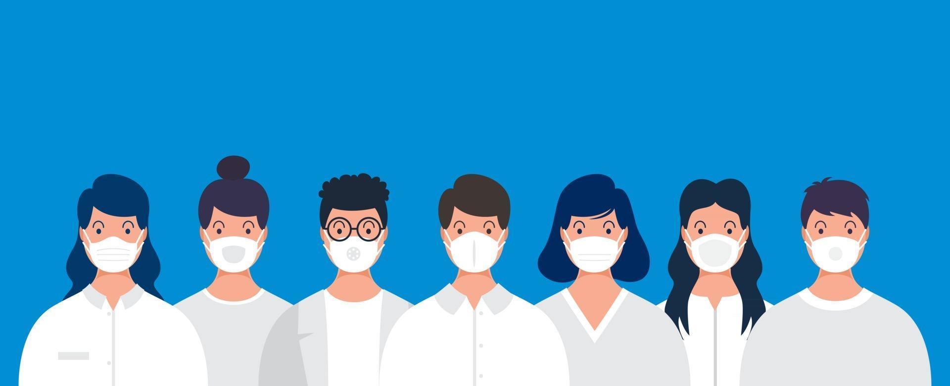 gezondheidsconcept van mensen die medische maskers dragen vector