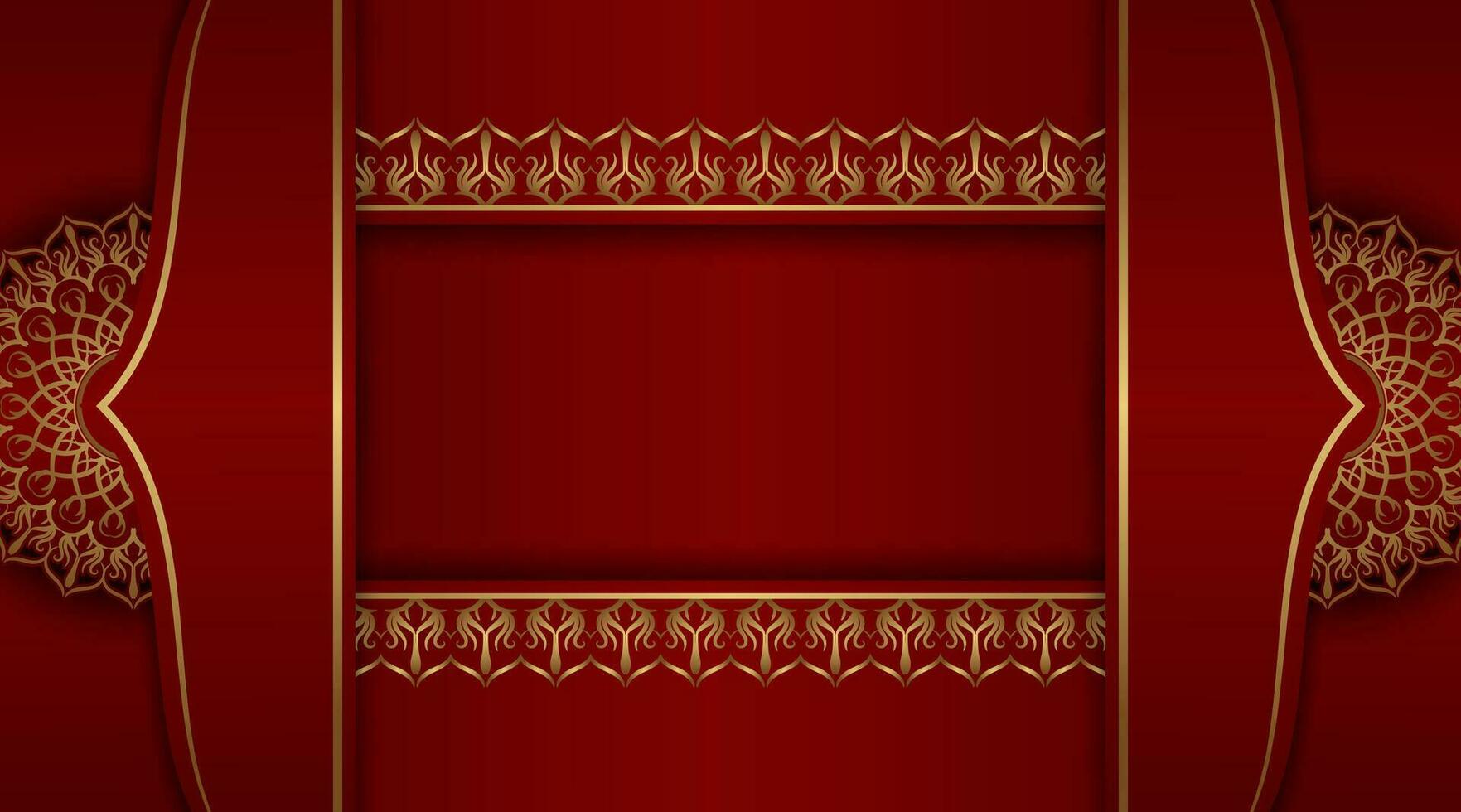 rood luxe achtergrond, met goud mandala ornament vector