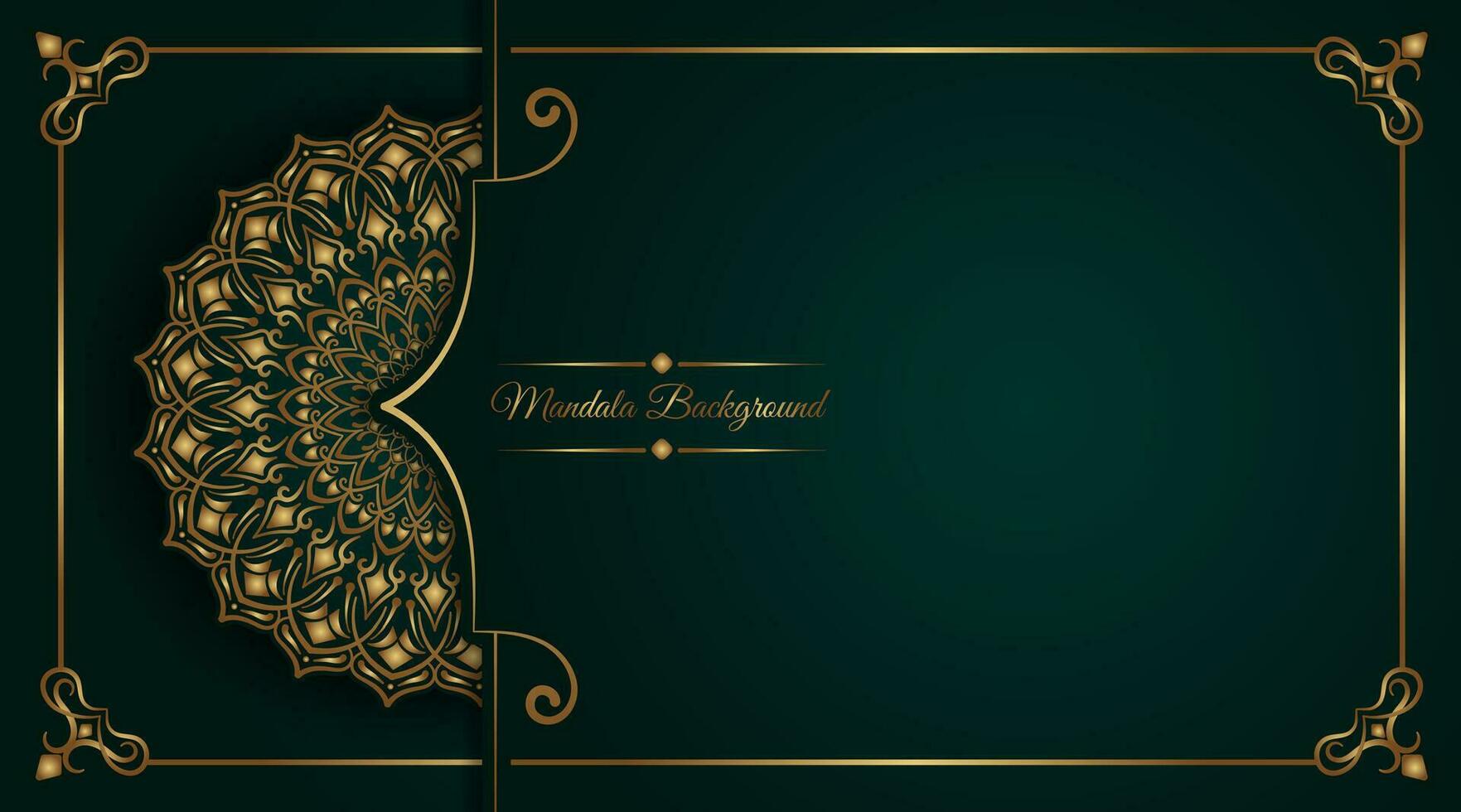 luxe groen achtergrond, met gouden mandala ornament vector