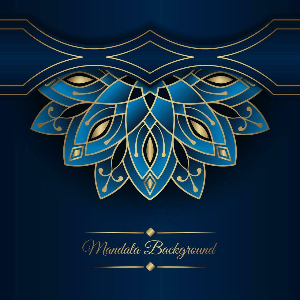 blauw achtergrond met mandala ornament vector