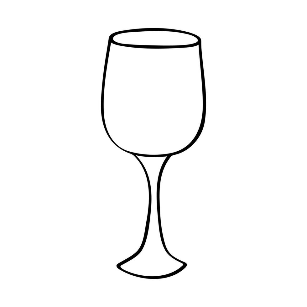 hand- getrokken wijn glas illustratie. alcohol drinken clip art in tekening stijl. single element voor ontwerp vector