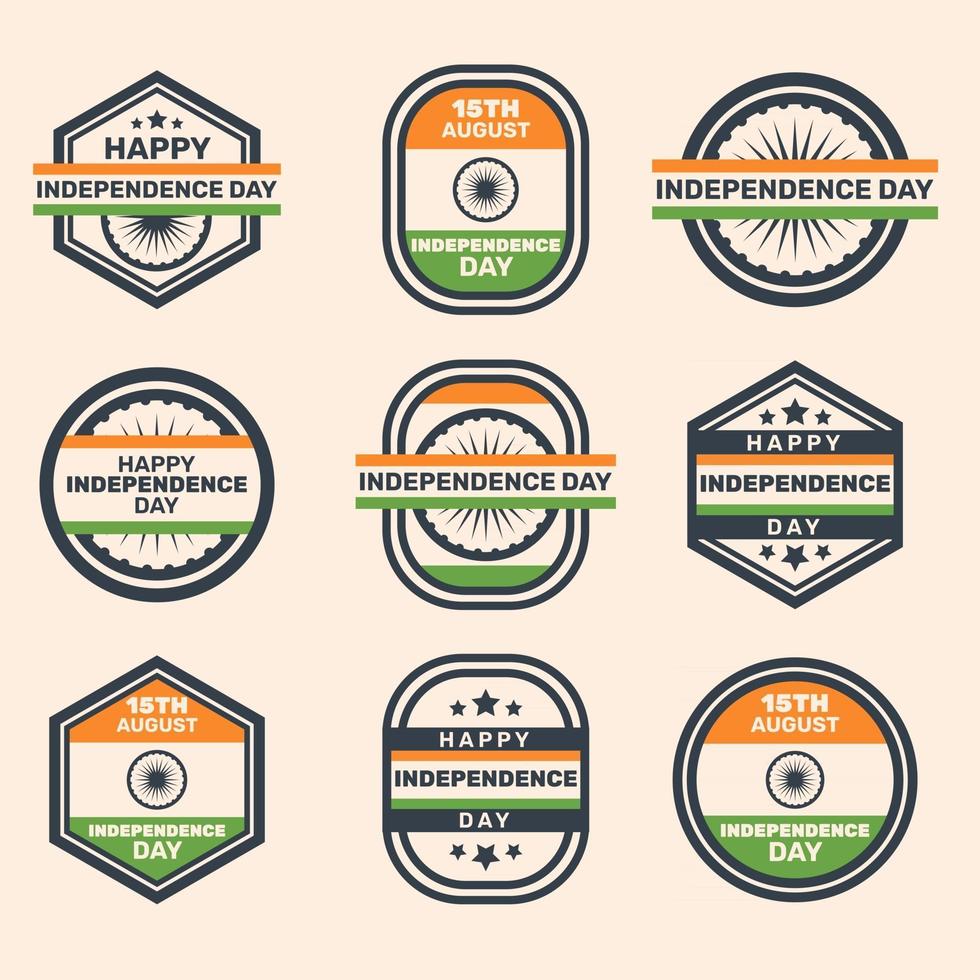 labelcollecties voor de onafhankelijkheidsdag van india vector