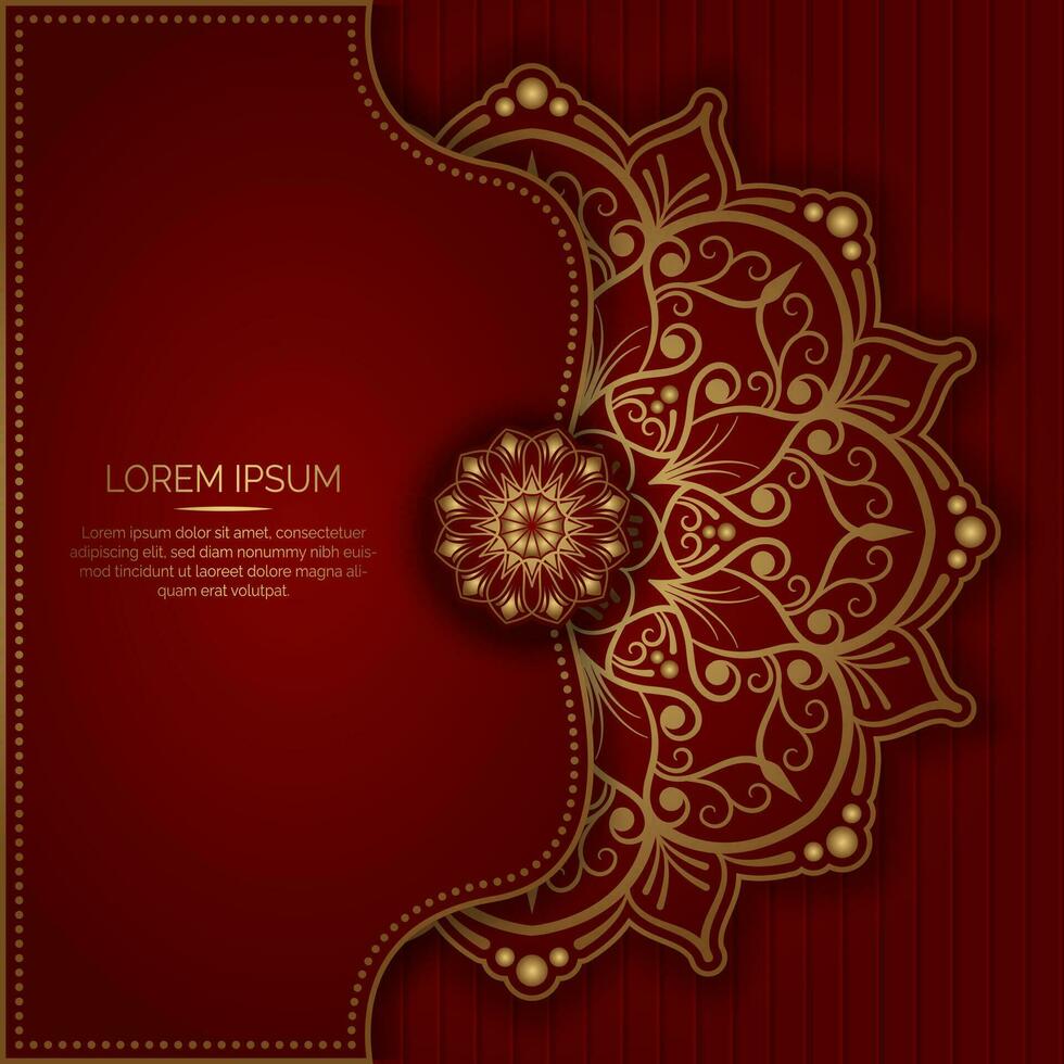 rood luxe achtergrond, met goud mandala ornament vector