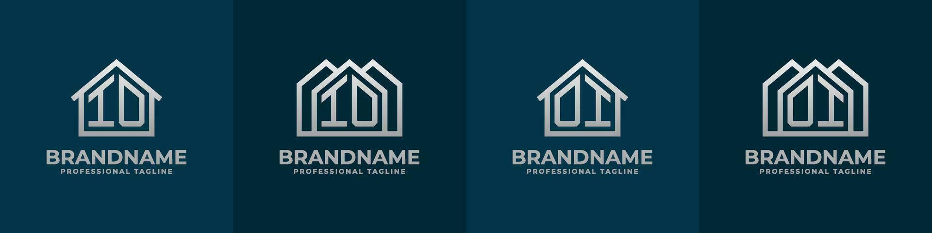 brief io en oi huis logo set. geschikt voor ieder bedrijf verwant naar huis, echt landgoed, bouw, interieur met io of oi initialen. vector