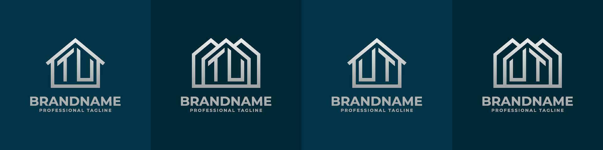 brief tu en ut huis logo set. geschikt voor ieder bedrijf verwant naar huis, echt landgoed, bouw, interieur met tu of ut initialen. vector