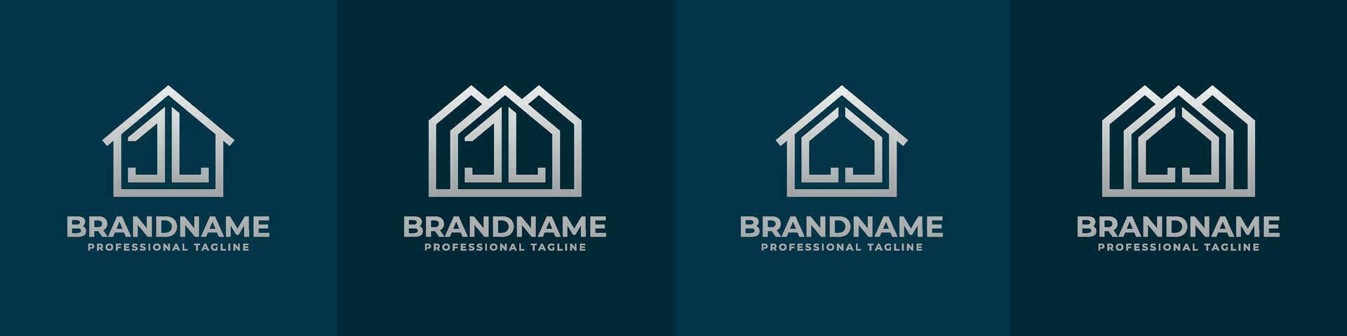 brief jl en lj huis logo set. geschikt voor ieder bedrijf verwant naar huis, echt landgoed, bouw, interieur met jl of lj initialen. vector