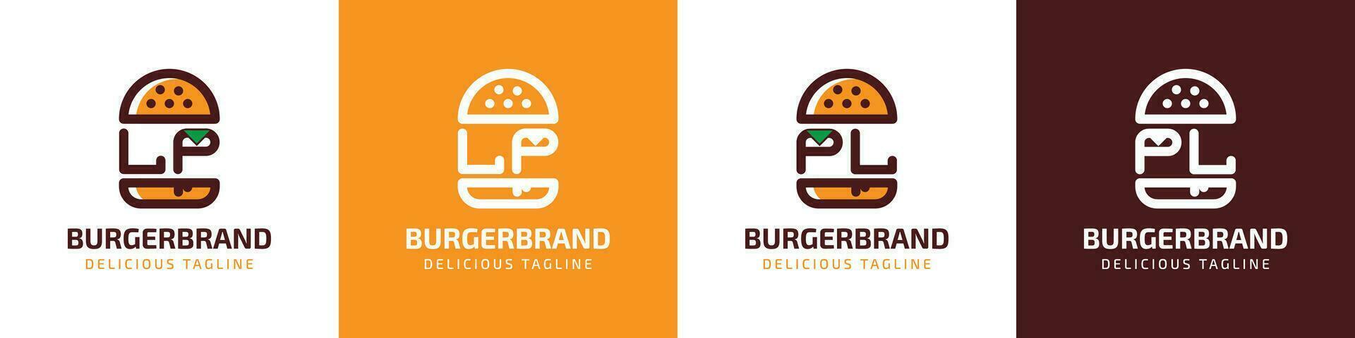 brief lp en pl hamburger logo, geschikt voor ieder bedrijf verwant naar hamburger met lp of pl initialen. vector