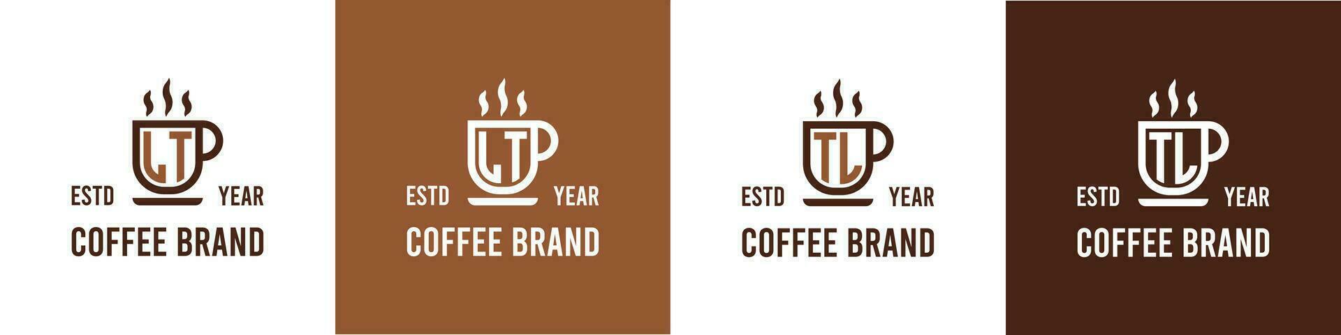 brief lt en tl koffie logo, geschikt voor ieder bedrijf verwant naar koffie, thee, of andere met lt of tl initialen. vector