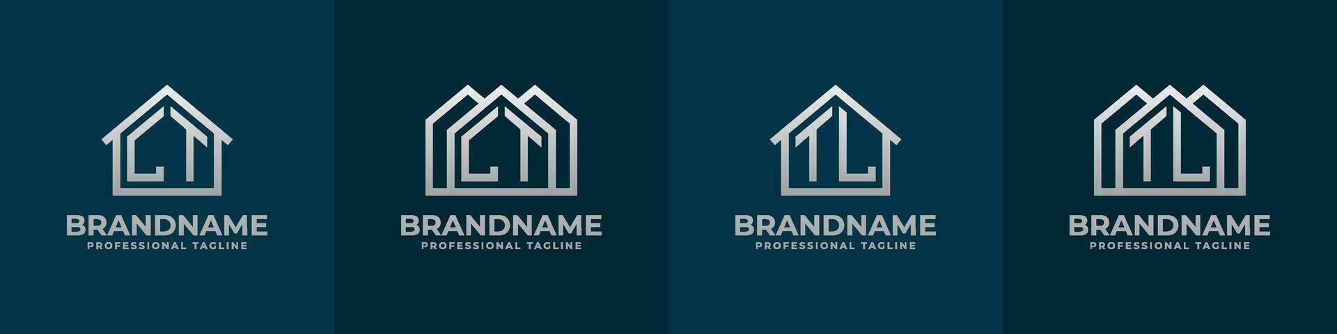 brief lt en tl huis logo set. geschikt voor ieder bedrijf verwant naar huis, echt landgoed, bouw, interieur met lt of tl initialen. vector