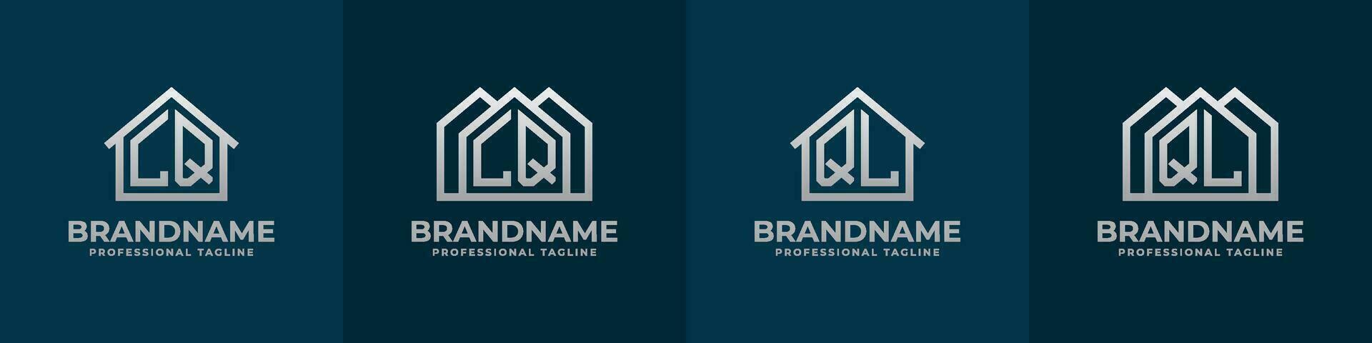 brief lq en ql huis logo set. geschikt voor ieder bedrijf verwant naar huis, echt landgoed, bouw, interieur met lq of ql initialen. vector