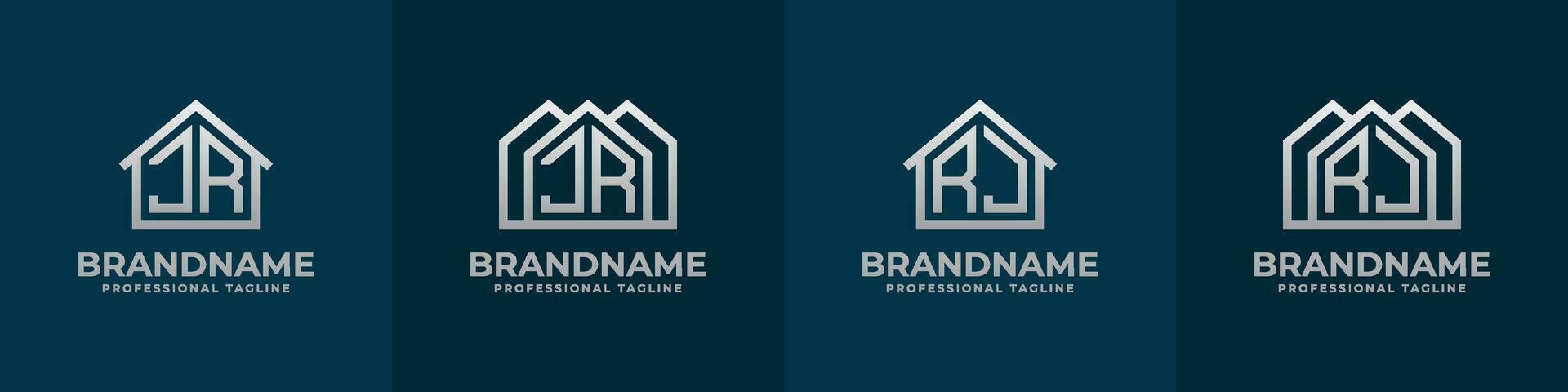 brief jr en rj huis logo set. geschikt voor ieder bedrijf verwant naar huis, echt landgoed, bouw, interieur met jr of rj initialen. vector