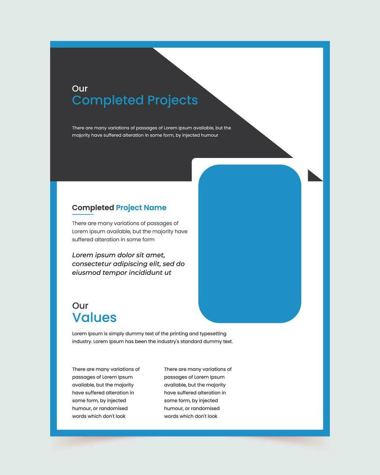 folder, bedrijf profiel, verticaal a4 formaat, brochure creatief ontwerp set, terug en binnen Pagina's, multipurpose sjabloon met omslag, modieus minimalistische vlak ontwerp vector