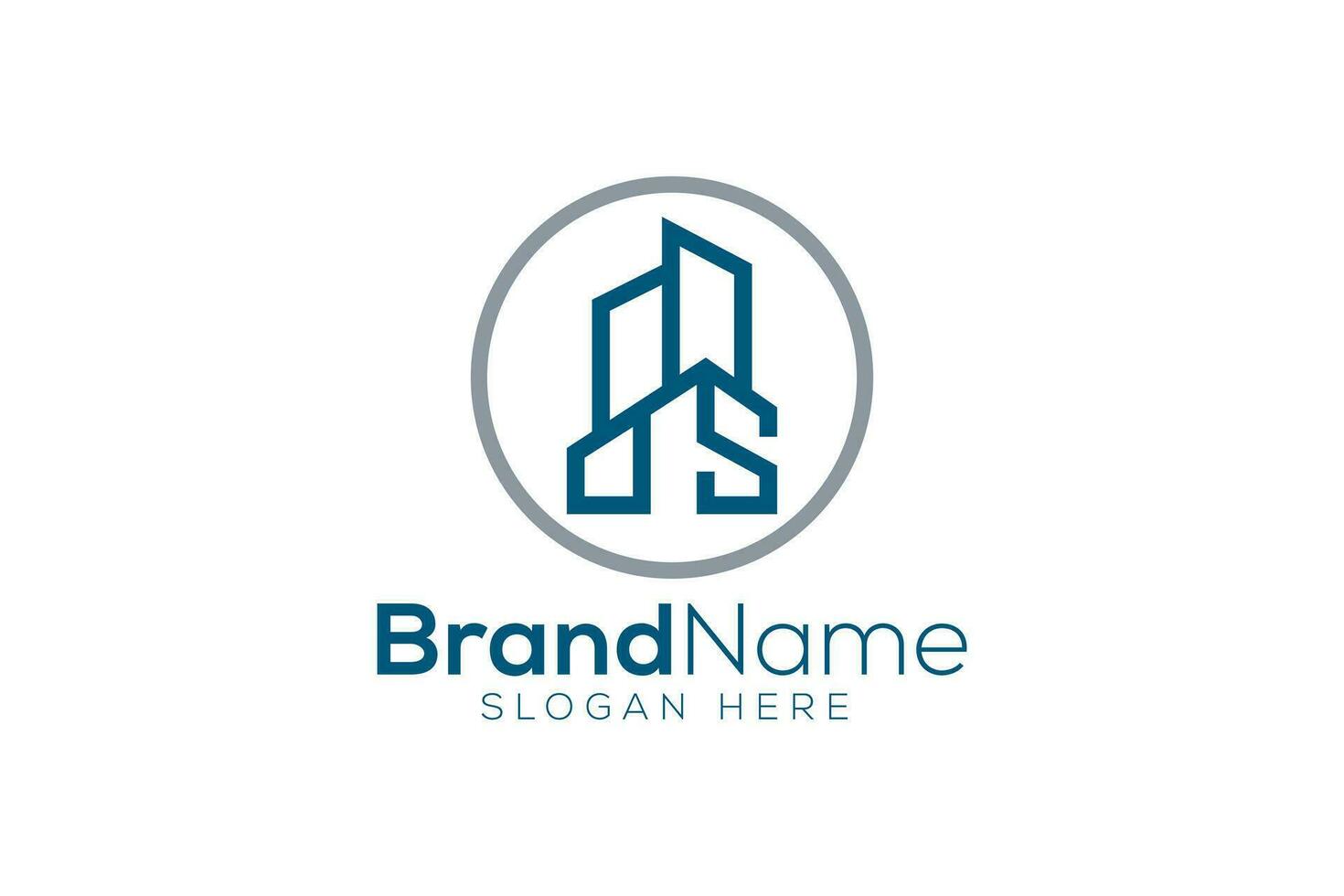 brief d n s gebouw logo ontwerp vector sjabloon