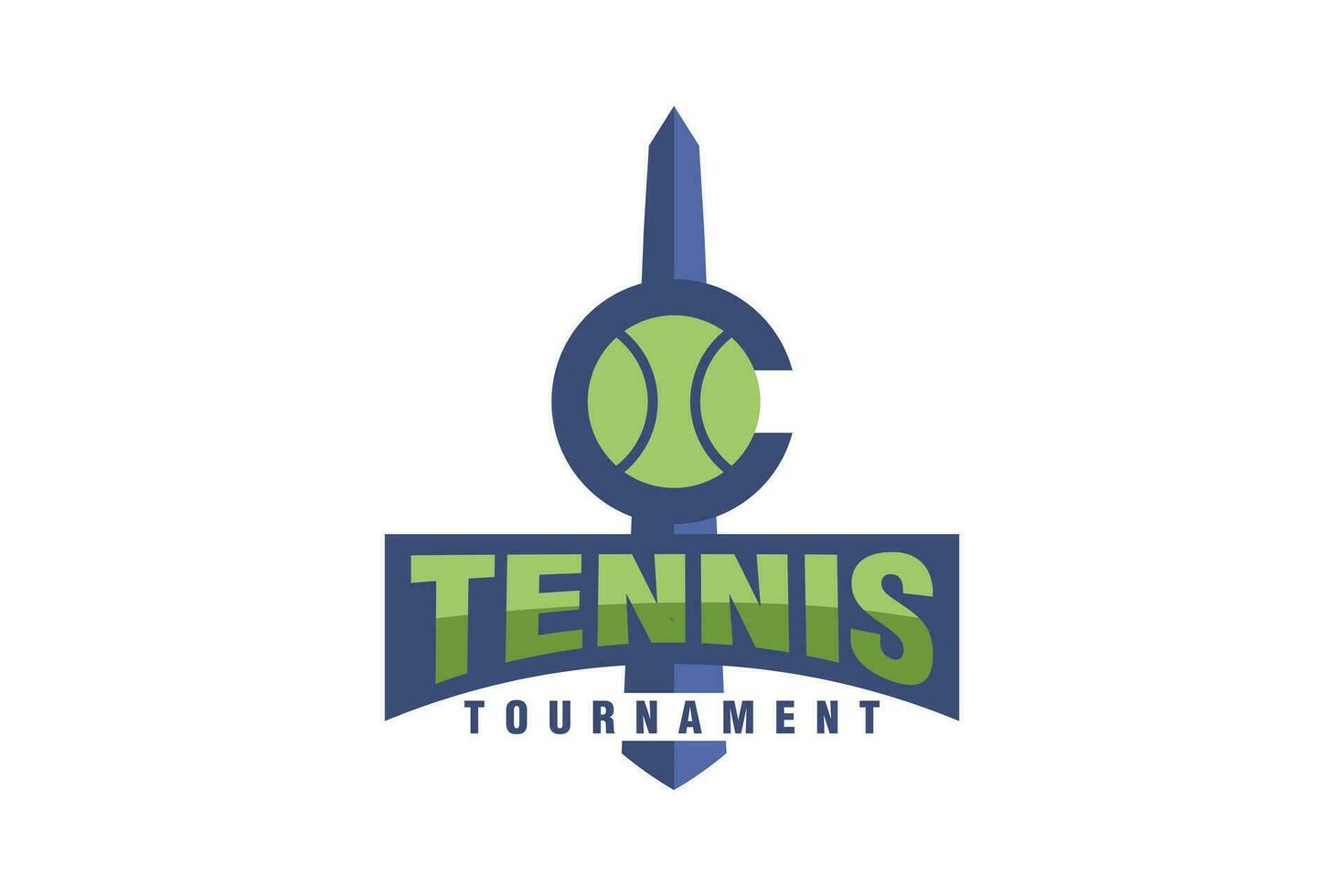 tennis toernooi en Washington monument logo ontwerp vector sjabloon