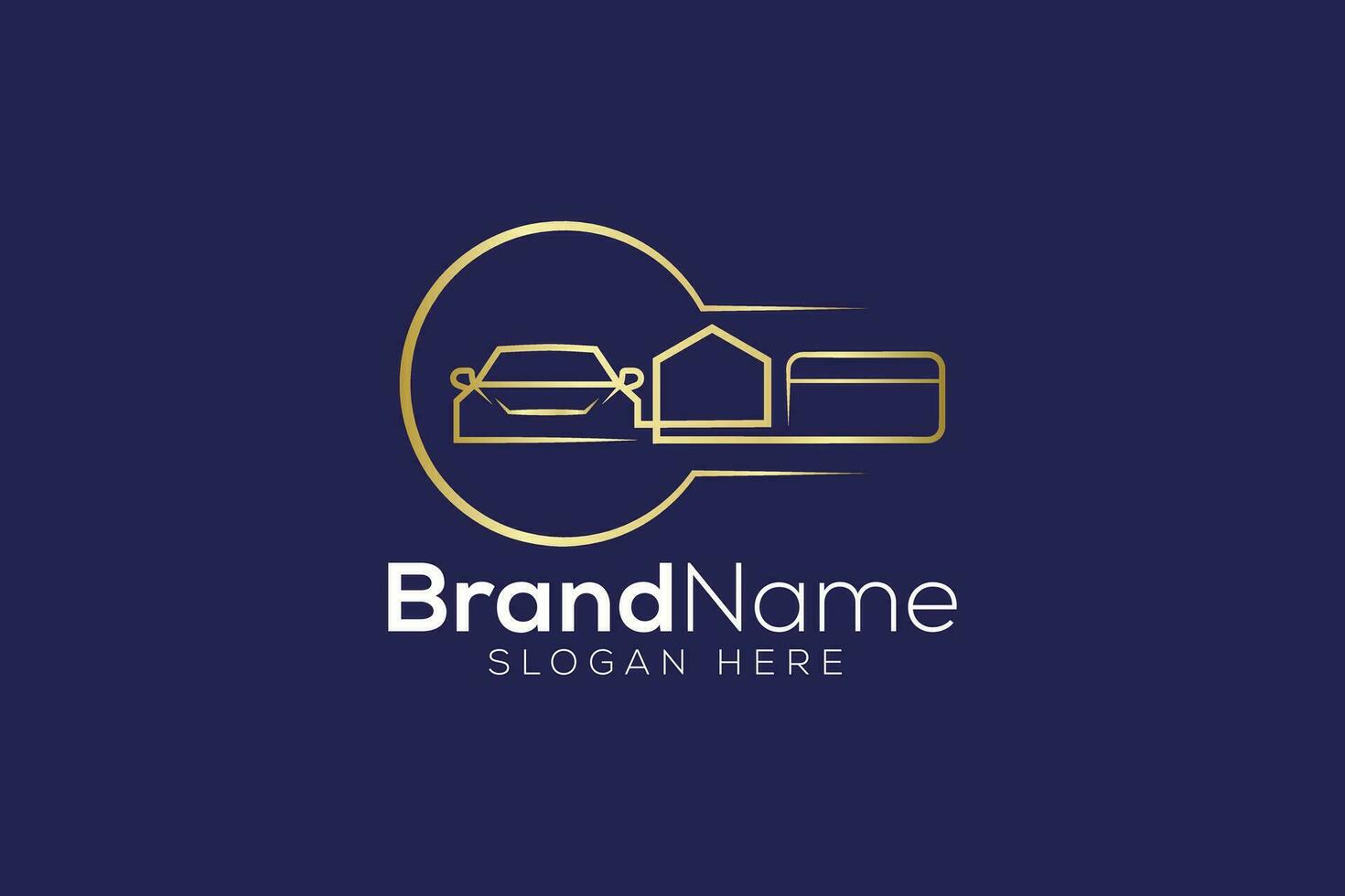 luxueus auto en huis goud logo ontwerp vector sjabloon