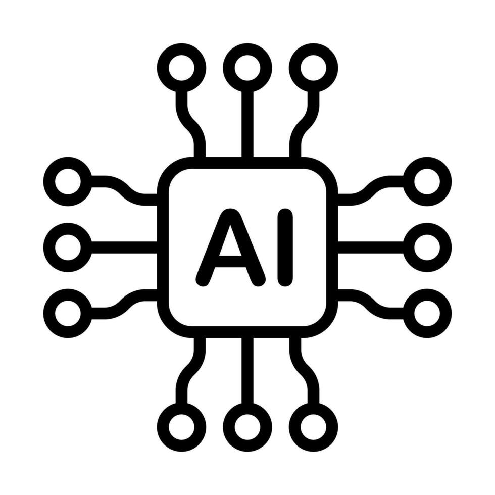 kunstmatige intelligentie ai processor chip vector pictogram symbool voor grafisch ontwerp, logo, website, sociale media, mobiele app, ui illustratie