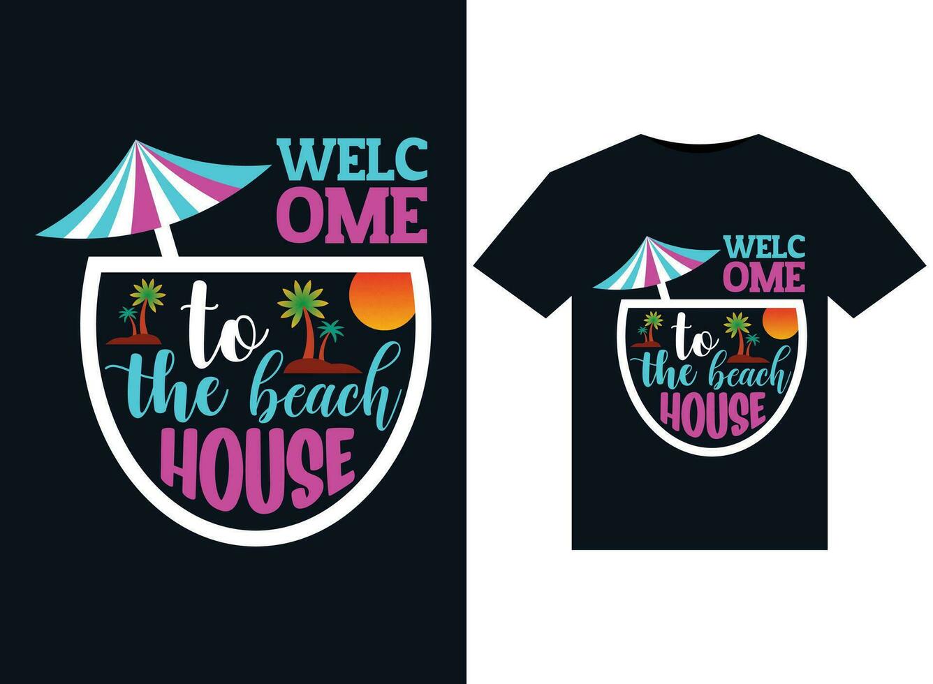 Welkom naar de strand huis illustraties voor drukklare t-shirts ontwerp vector