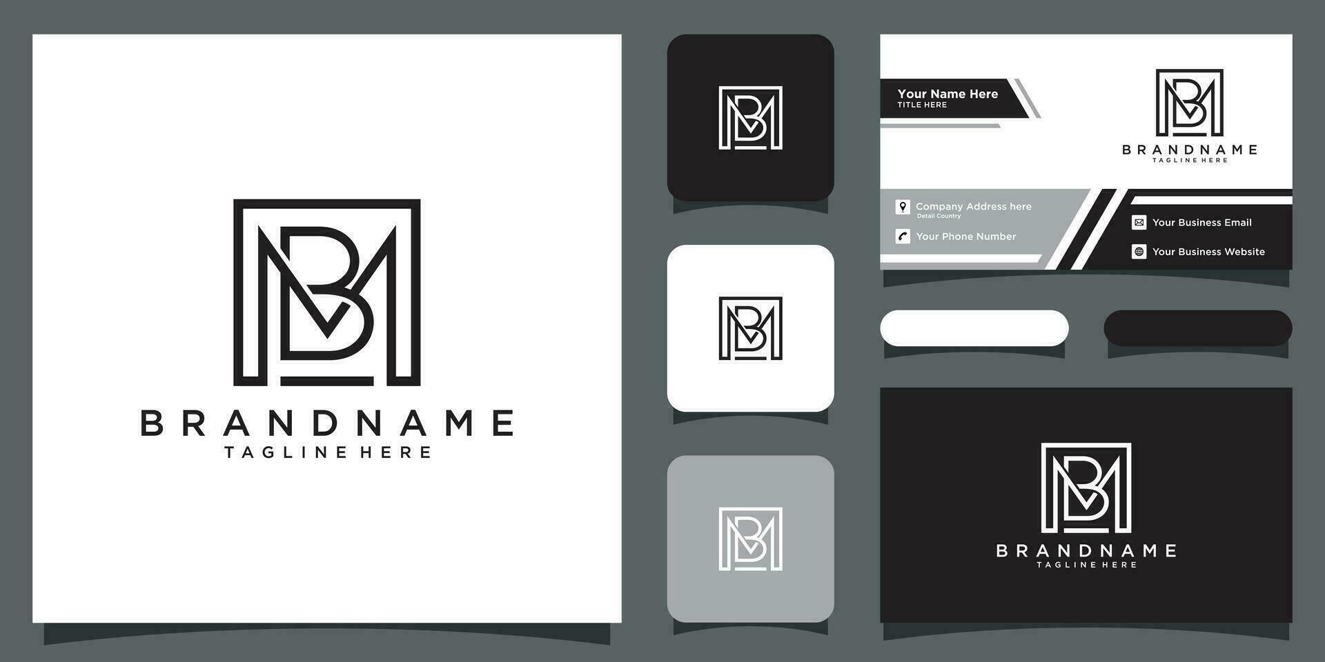 eerste bm of mb brief logo ontwerp vector sjabloon met bedrijf kaart ontwerp premie vector