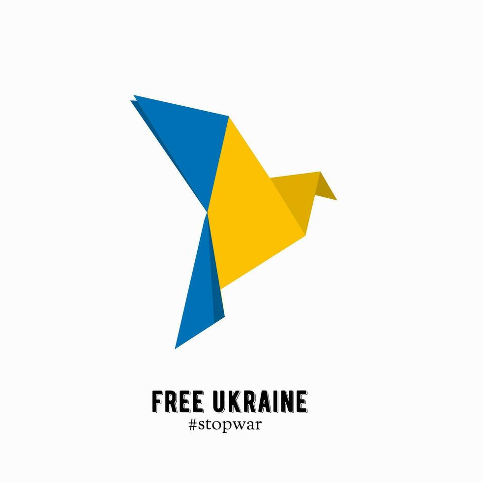 illustratie vector van origami duif, symbool van vrede, vrij Oekraïne en hou op oorlog