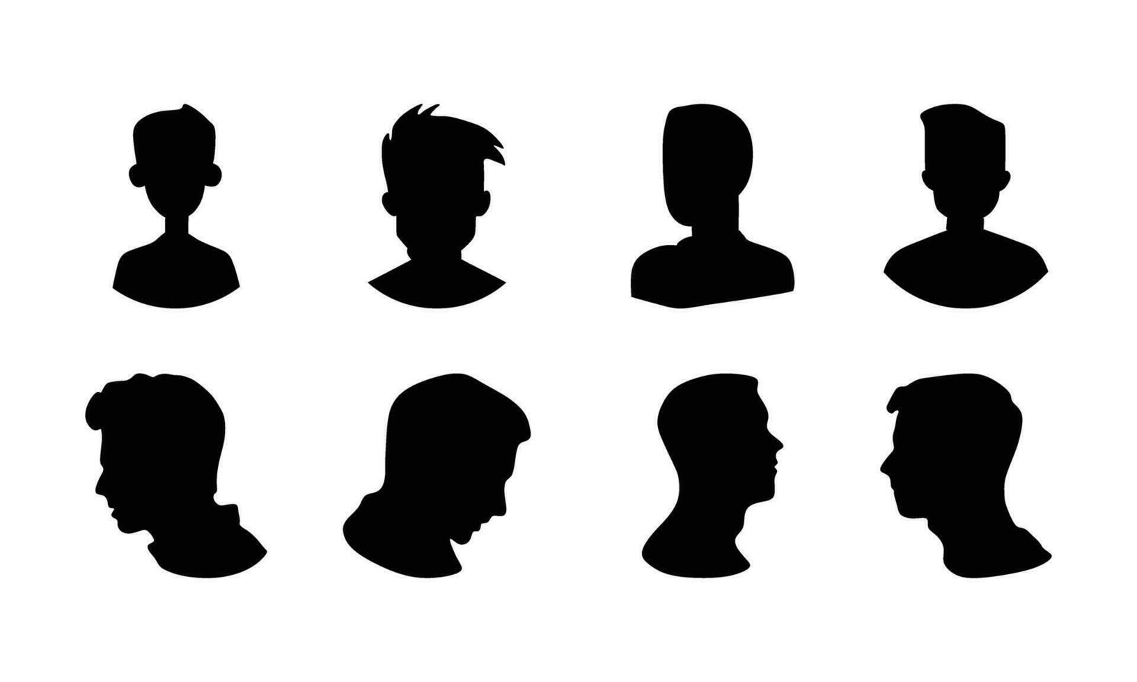 Mens silhouet gezicht avatar icoon illustratie reeks vector