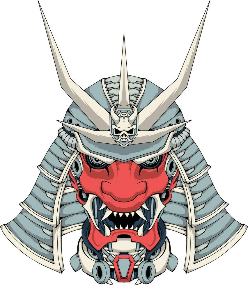 hoofd illustratie van een mecha samurai tengu vector