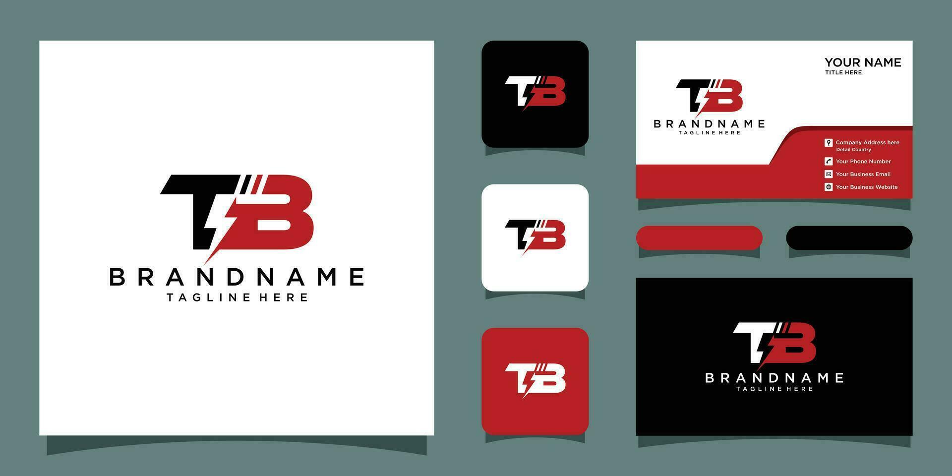 tb brief logo met bliksem icoon macht energie premie vector