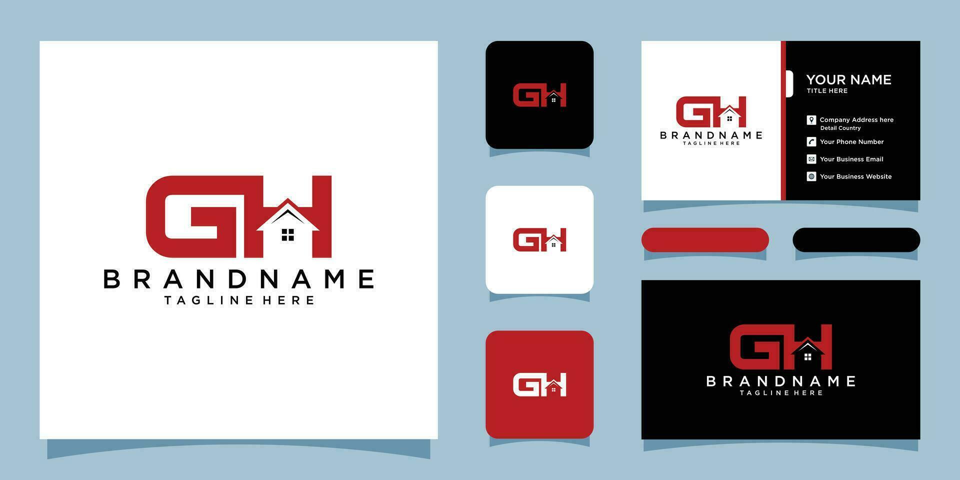 brief g en h vector logo. huis icoon en symbool met bedrijf kaart ontwerp premie vector