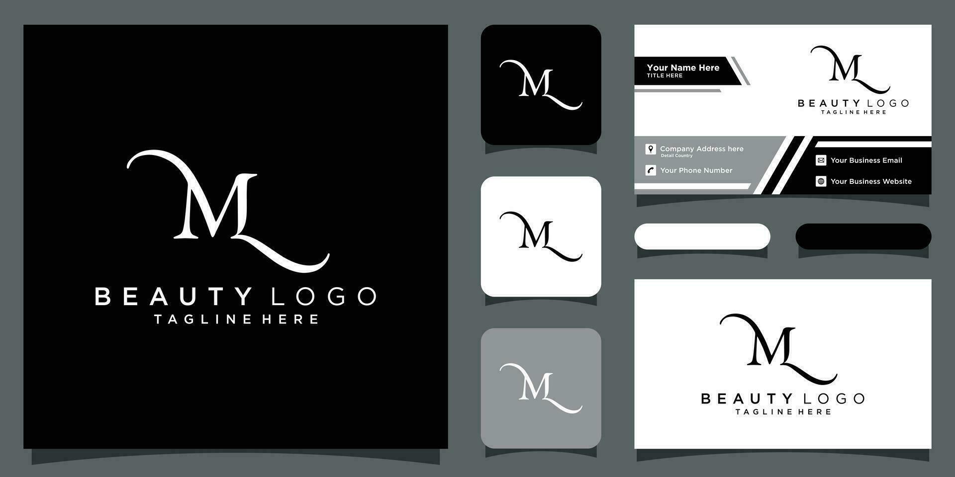 eerste brief ml luxe logo ontwerp vector met bedrijf kaart ontwerp premie vector