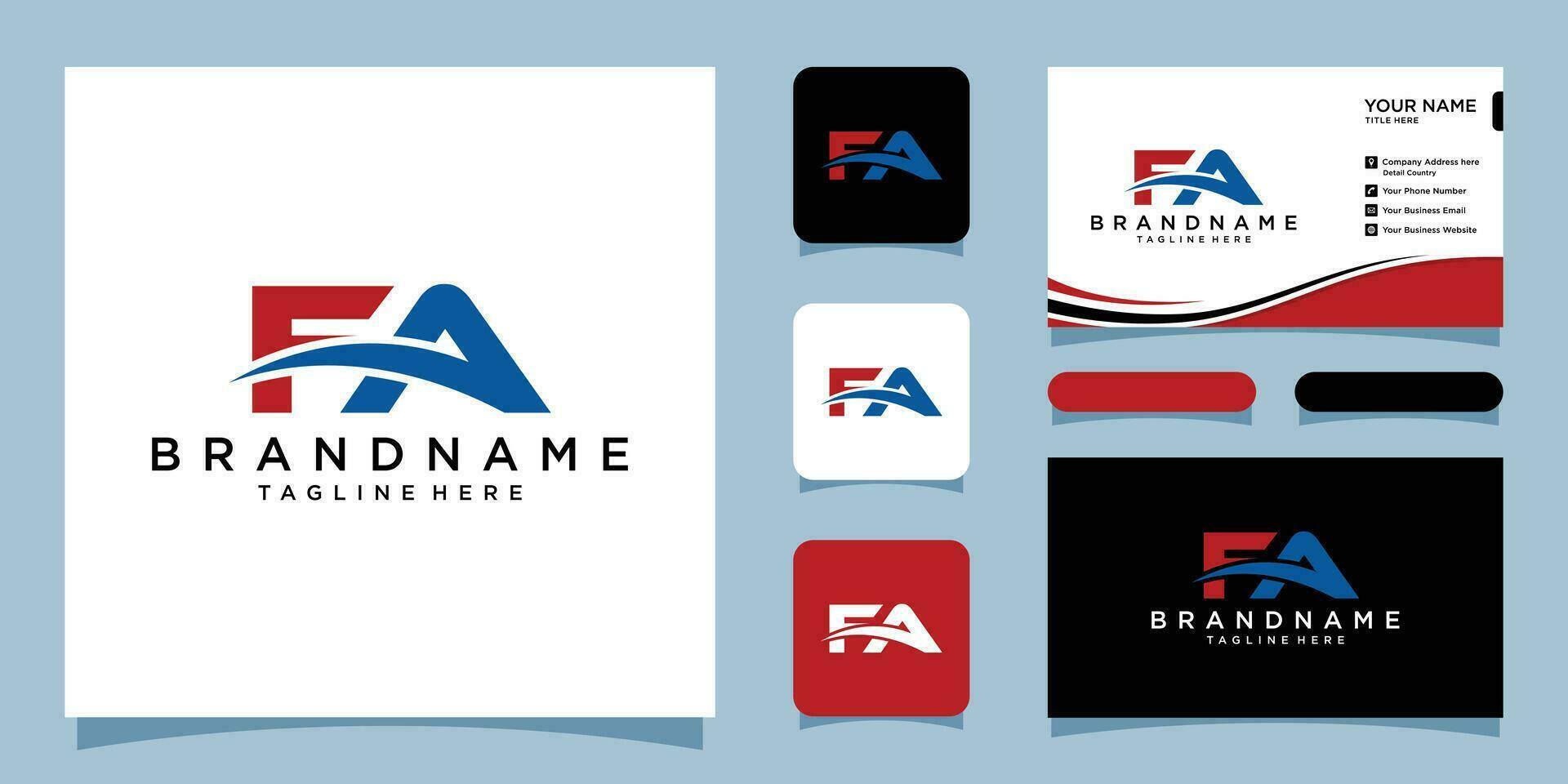 eerste fa logo monogram ontwerp sjabloon met bedrijf kaart ontwerp premie vector