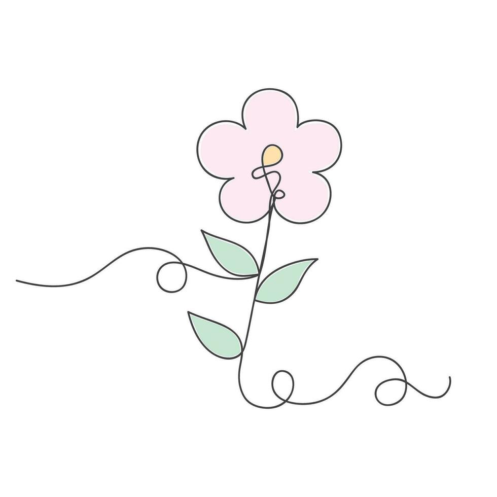 mooi bloem een lijn doorlopend tekening stijl geïsoleerd vector illustratie.