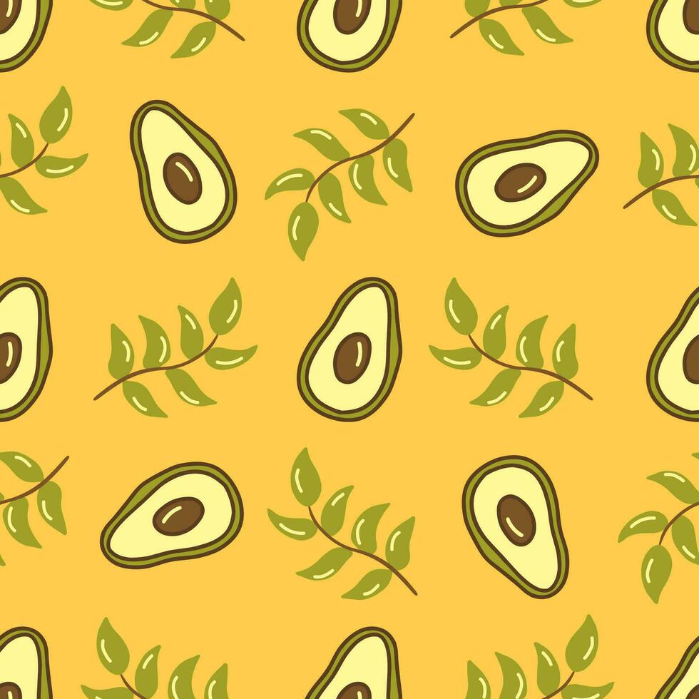 avocado naadloos patroon en takjes. vector hand- getrokken