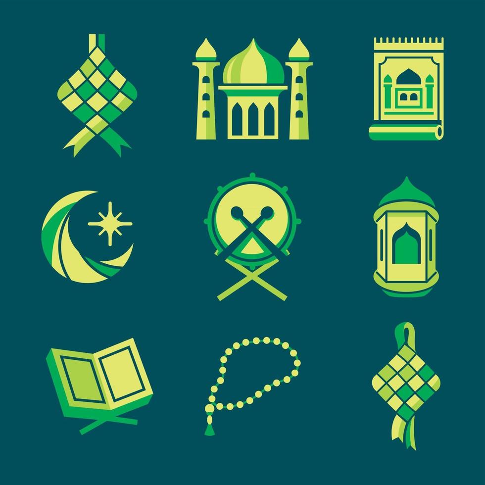 set van kleurrijke ketupat icon vector