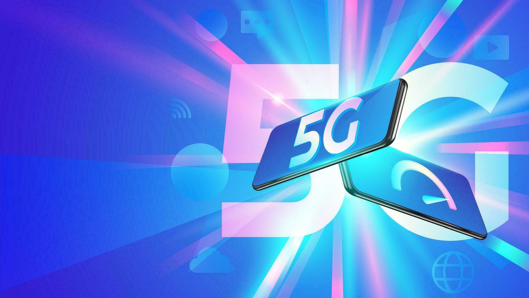 nieuw 5e generatie van internetten, 5g netwerk draadloze met hoog snelheid verbinding online gamen, downloaden, online muziek- en films Aan smartphone concept. vector illustratie.