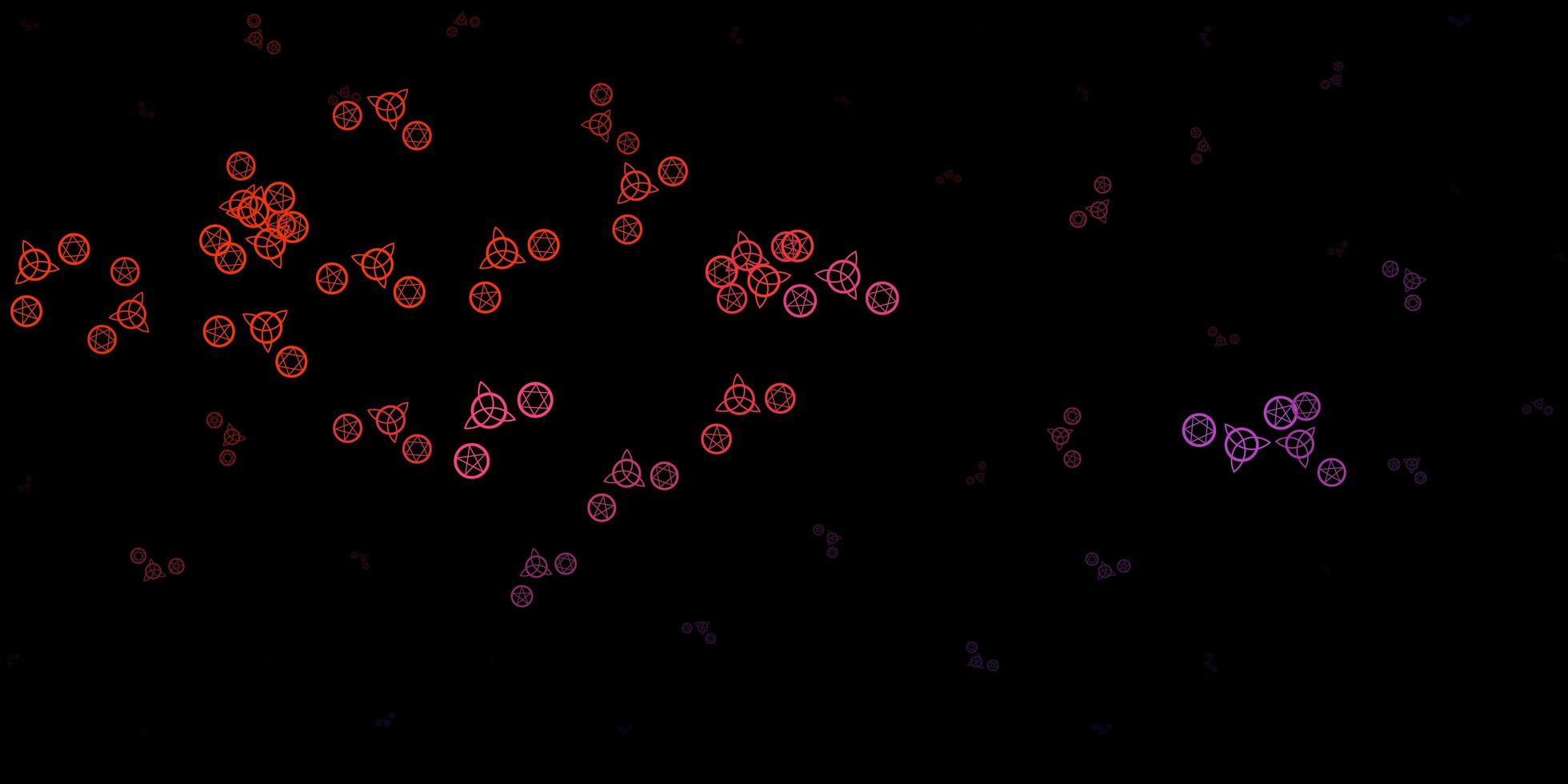 donkerroze gele vectorachtergrond met mysteriesymbolen vector