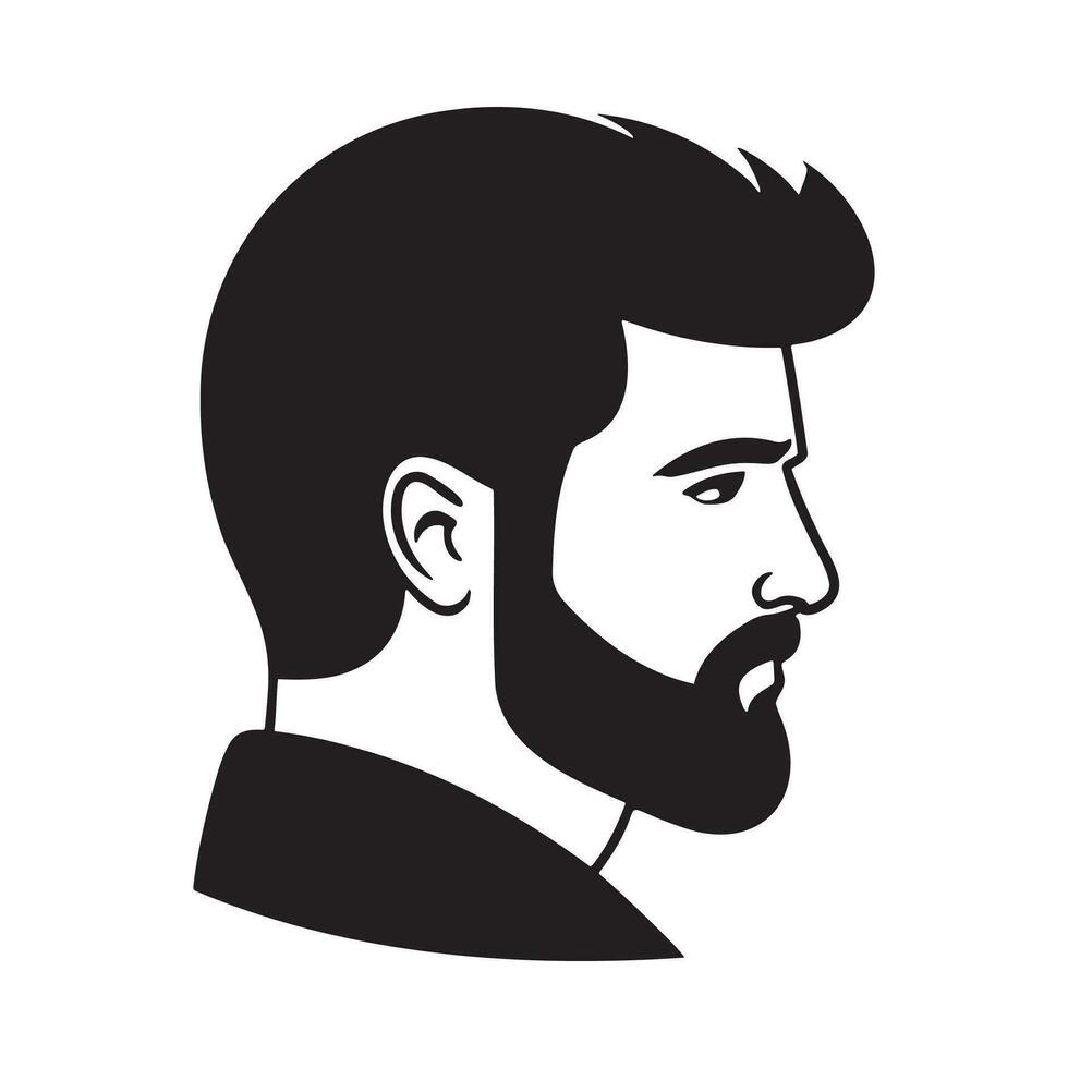 Mens hoofd silhouet, gezicht awith baard mode icoon vector