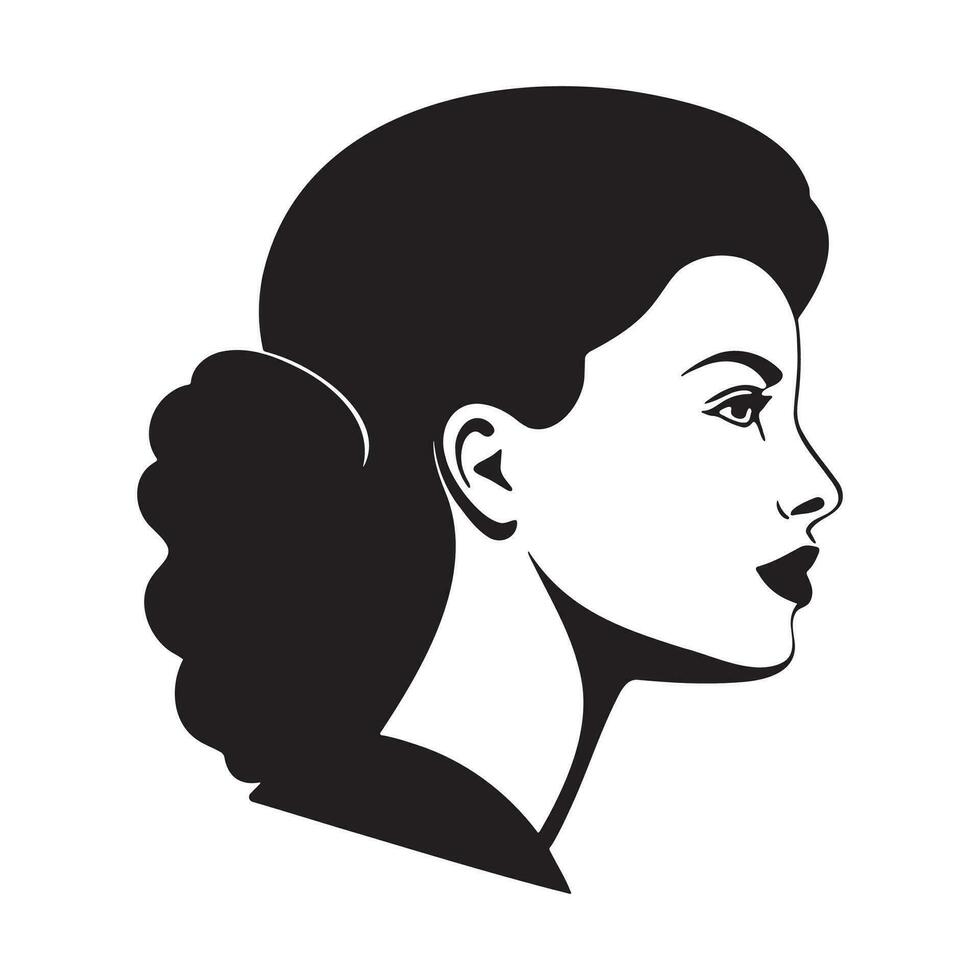 vrouw hoofd silhouet, gezicht en haar- mode icoon vector