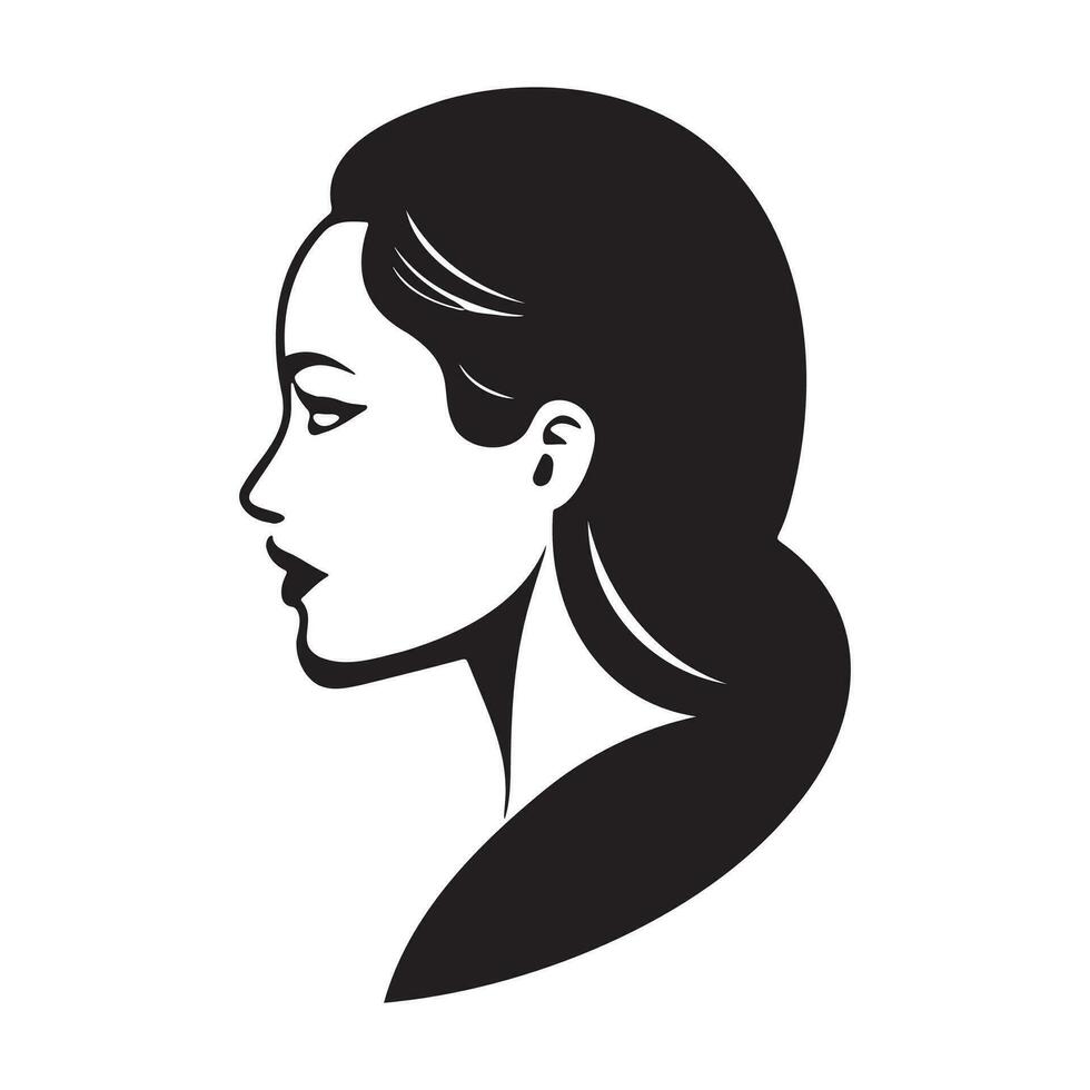 vrouw hoofd silhouet, gezicht en haar- mode icoon vector