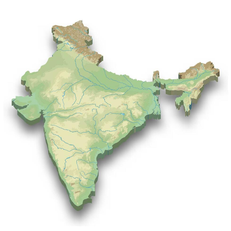 3d isometrische Verlichting kaart van Indië vector