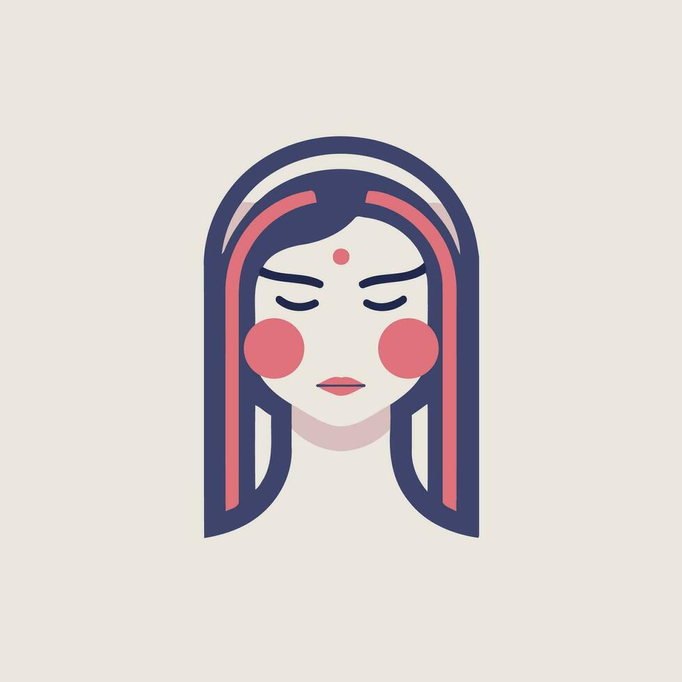 vrouw gezicht met Gesloten ogen. gelaats uitdrukking concept. vector illustratie